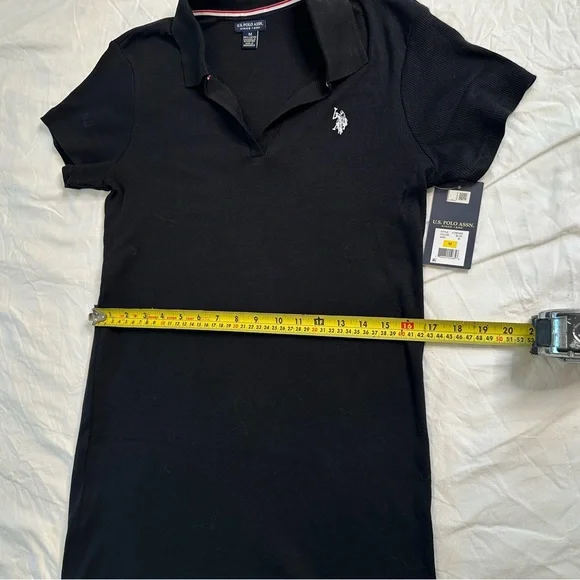 U.S. Polo Assn. Black Cotton Polo T-Shirt Dress M NWT - Picture 10 of 11